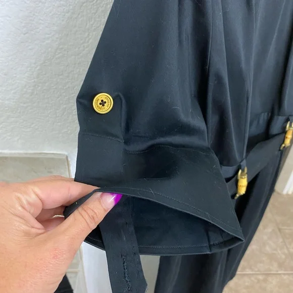 Jones New York petite button up sheath dress w tie waist bamboo buckle k… - Picture 7 of 8